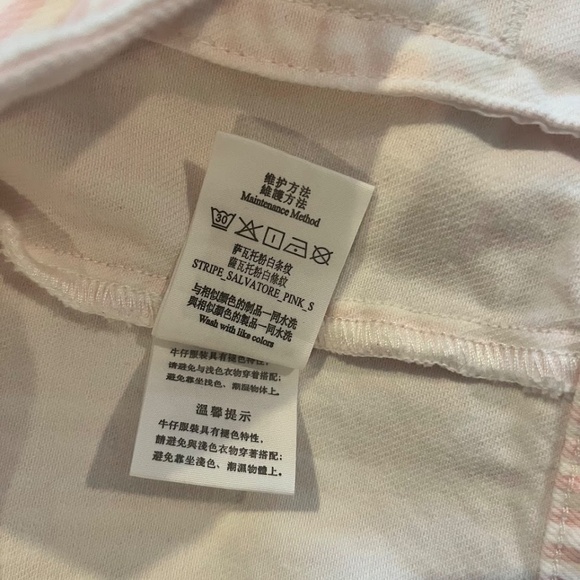 Pink and White Striped Denim Jacket, Sz M, EUC - Picture 6 of 6